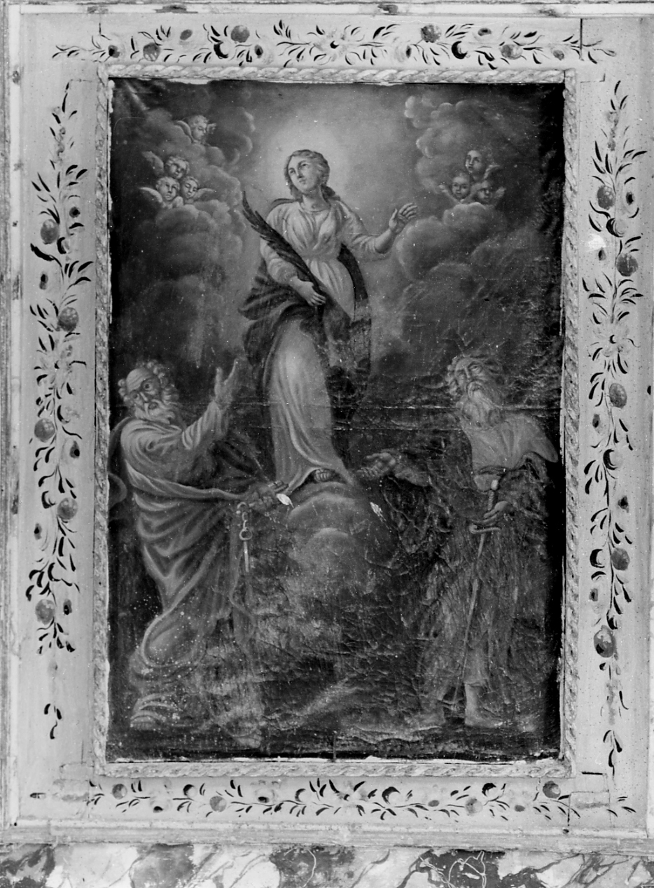 SANTA GIUSTA MARTIRE, SAN PIETRO E SAN PAOLO (dipinto) - ambito Italia centrale (sec. XVII)