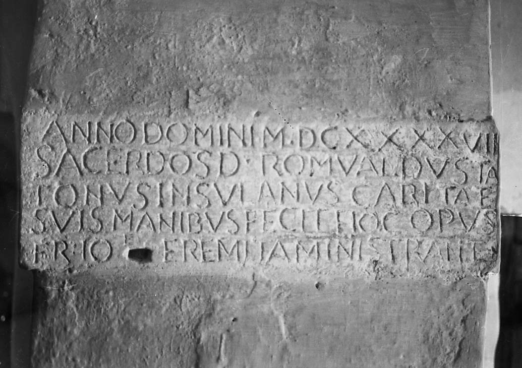 lapide documentaria, opera isolata di Tatone Romualdo (attribuito) (sec. XVII)