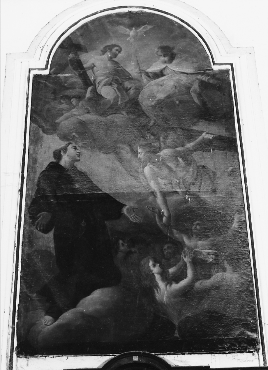 SAN NICOLA DA TOLENTINO INTERCEDE PER LE ANIME DEL PURGATORIO PRESSO LA TRINITA' (dipinto) - ambito abruzzese (sec. XIX)