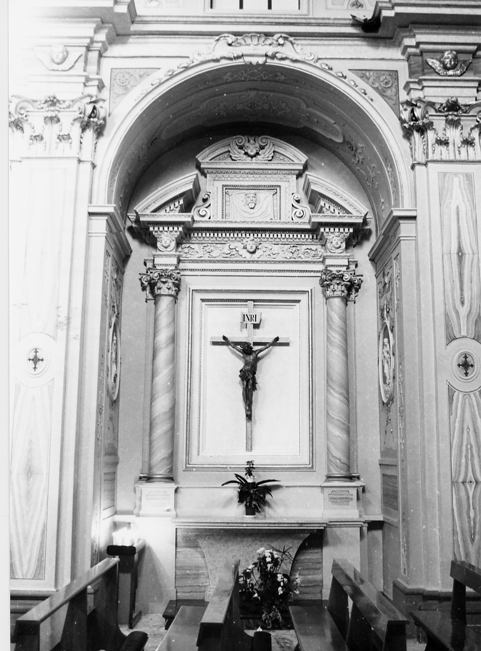 ELEMENTI DECORATIVI ARCHITETTONICI CON MOTIVI DECORATIVI E FIGURE (mostra d'altare) di Collini Luigi (sec. XIX)