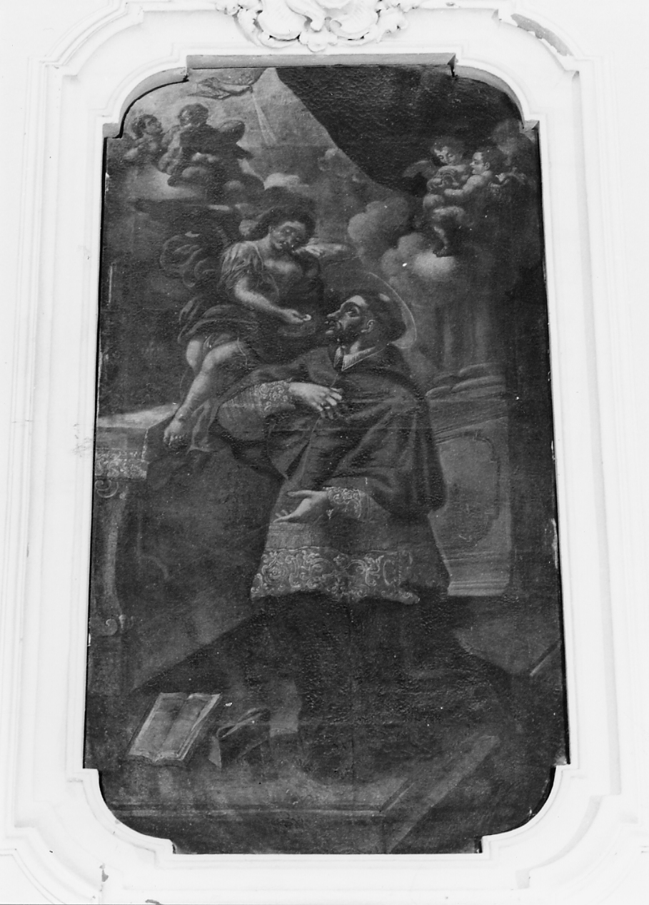 SAN BONAVENTURA RICEVE LA COMUNIONE DA UN ANGELO (dipinto) - ambito abruzzese (seconda metà sec. XVIII)