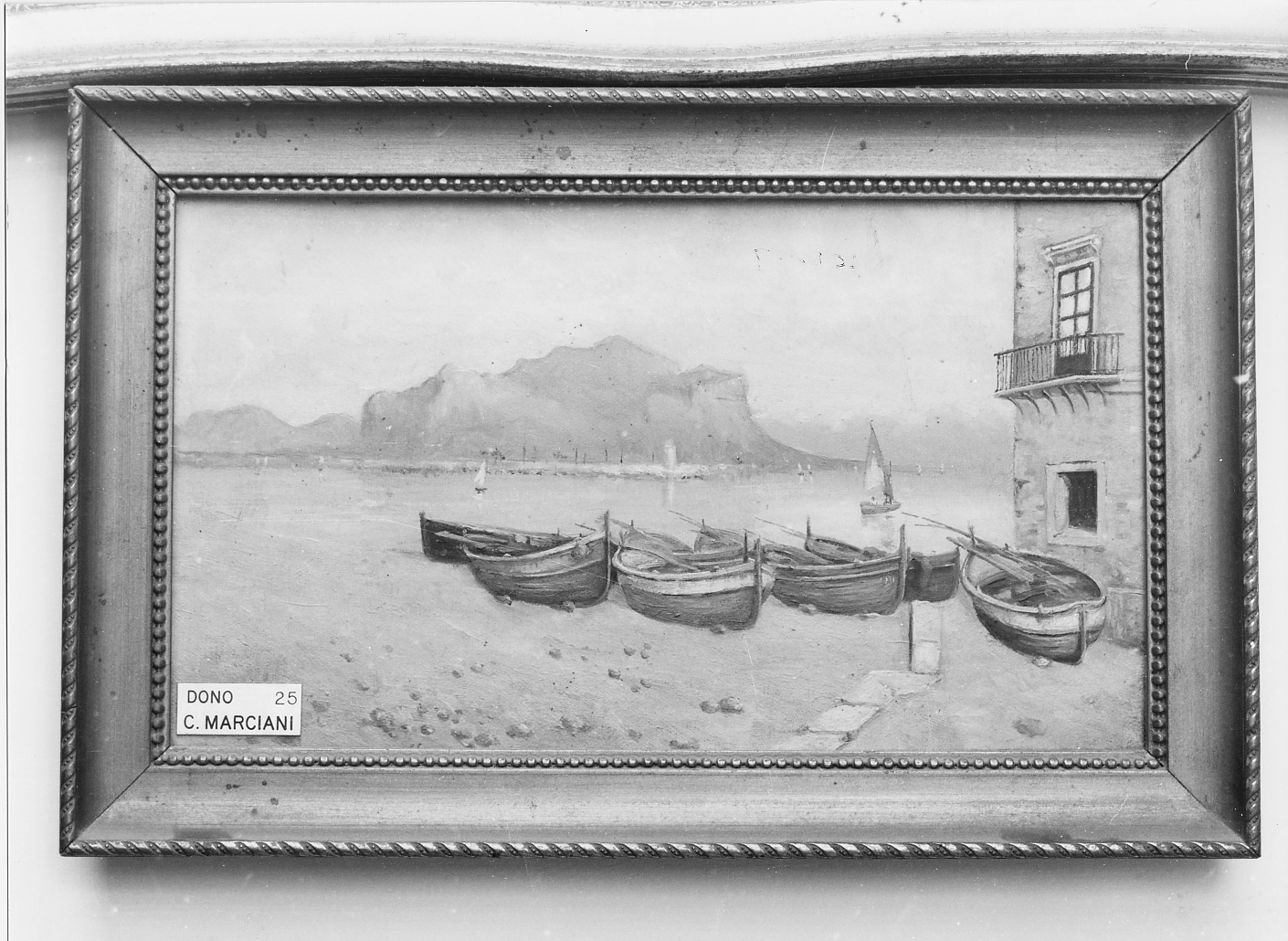 MARINA CON BARCHE (dipinto) - ambito abruzzese (fine/inizio secc. XIX/ XX)