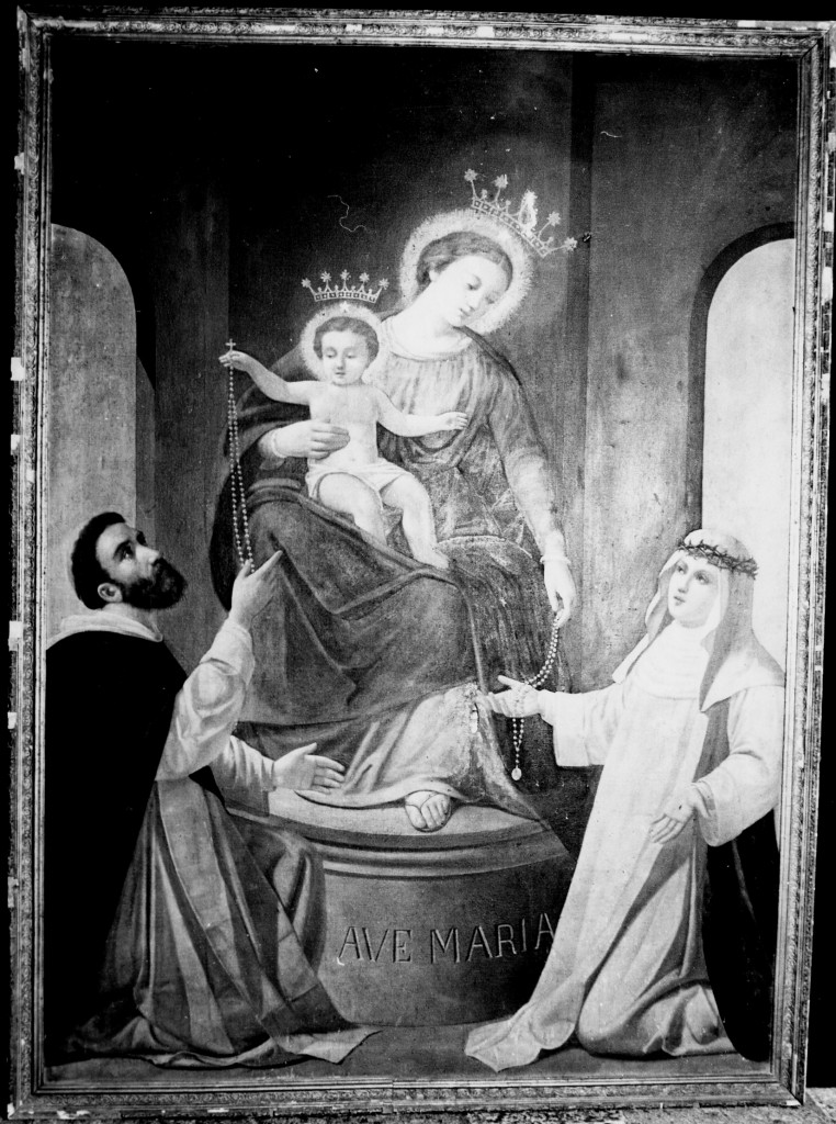 MADONNA DEL ROSARIO CON SANTI (dipinto) - ambito abruzzese (sec. XIX)
