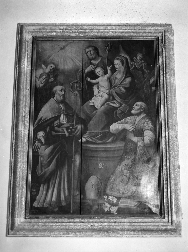 MADONNA CON BAMBINO IN TRONO E SANTI (dipinto) - ambito abruzzese (sec. XVIII)