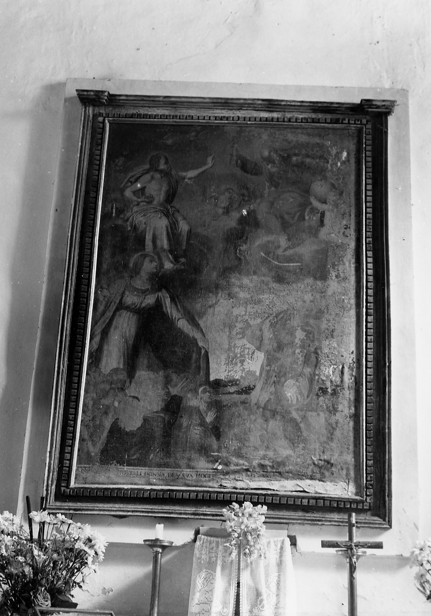DIO PADRE CON CRISTO, LA MADONNA E SANTI (dipinto, opera isolata) - ambito abruzzese (sec. XVII)