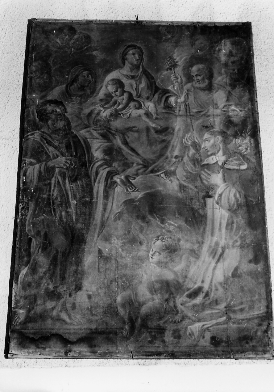 SACRA FAMIGLIA CON SAN DOMENICO E SAN BARTOLOMEO (dipinto, opera isolata) di Trasi Giovanni (seconda metà sec. XVII)