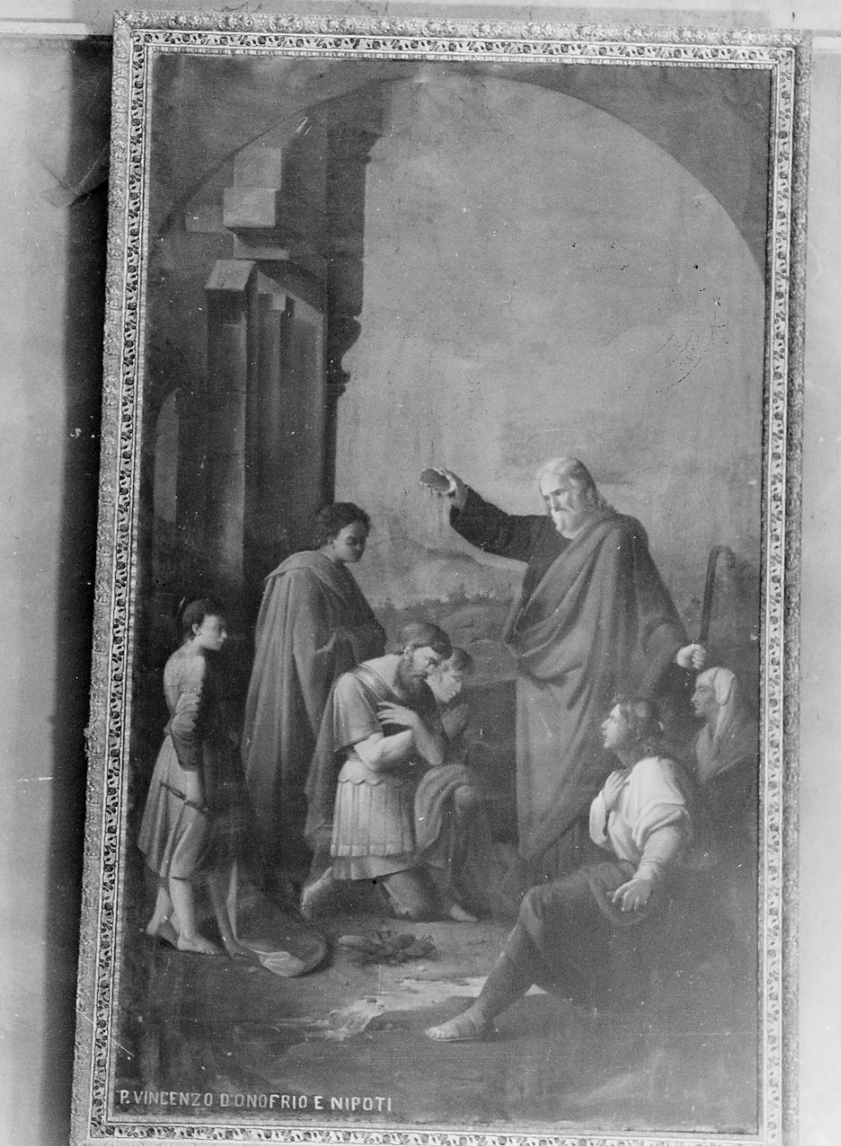 SAN SILVESTRO BATTEZZA L'IMPERATORE COSTANTINO (dipinto) di D'Onofrio Vincenzo (attribuito) (sec. XIX)