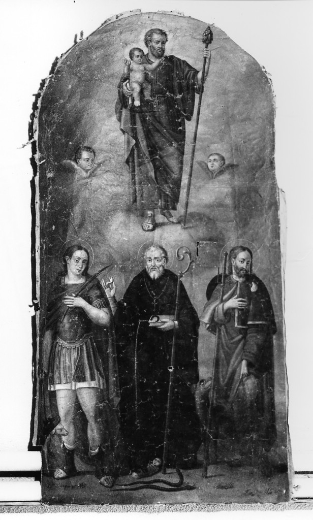SAN GIUSEPPE CON GESU' BAMBINO, SAN ROCCO, SAN DOMENICO ABATE, SAN VITO (dipinto) di Palmerio Ferdinando (sec. XIX)