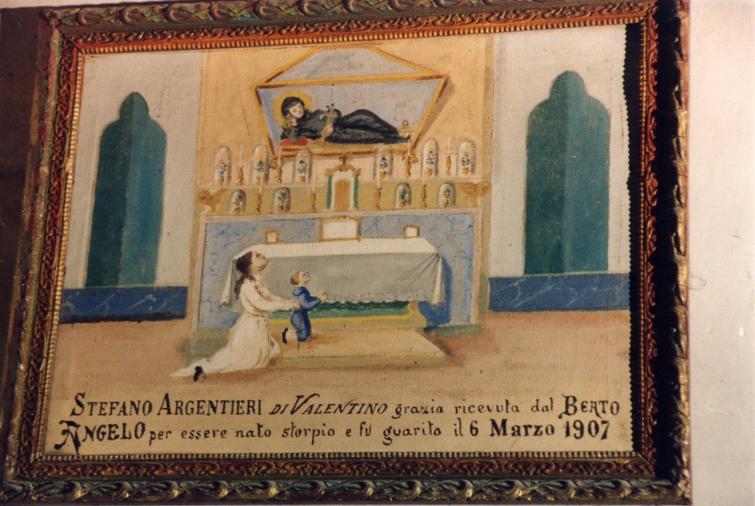scena di guarigione miracolosa operata dal Beato Angelo (ex voto) - ambito abruzzese (sec. XX)