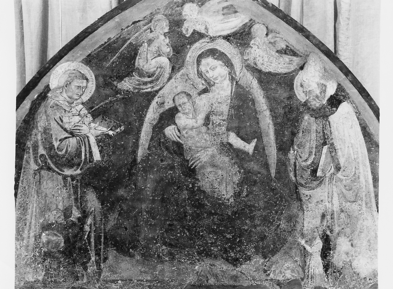 MADONNA DEL LATTE TRA SANTI E ANGELI (dipinto) - ambito abruzzese (sec. XVI)