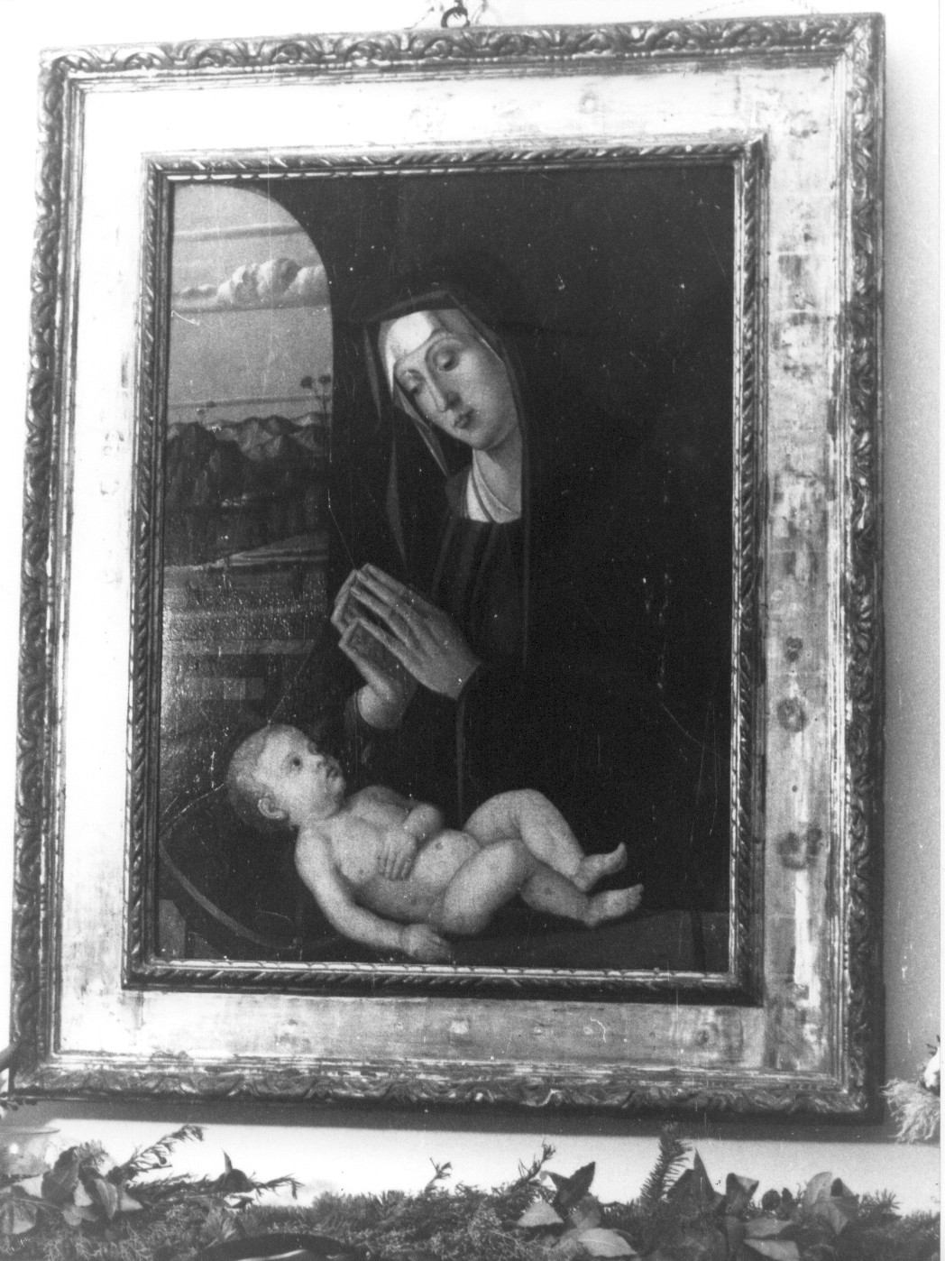 Madonna che adora Gesù Bambino (dipinto) di Jacopo da Valenza (attribuito) (sec. XV)