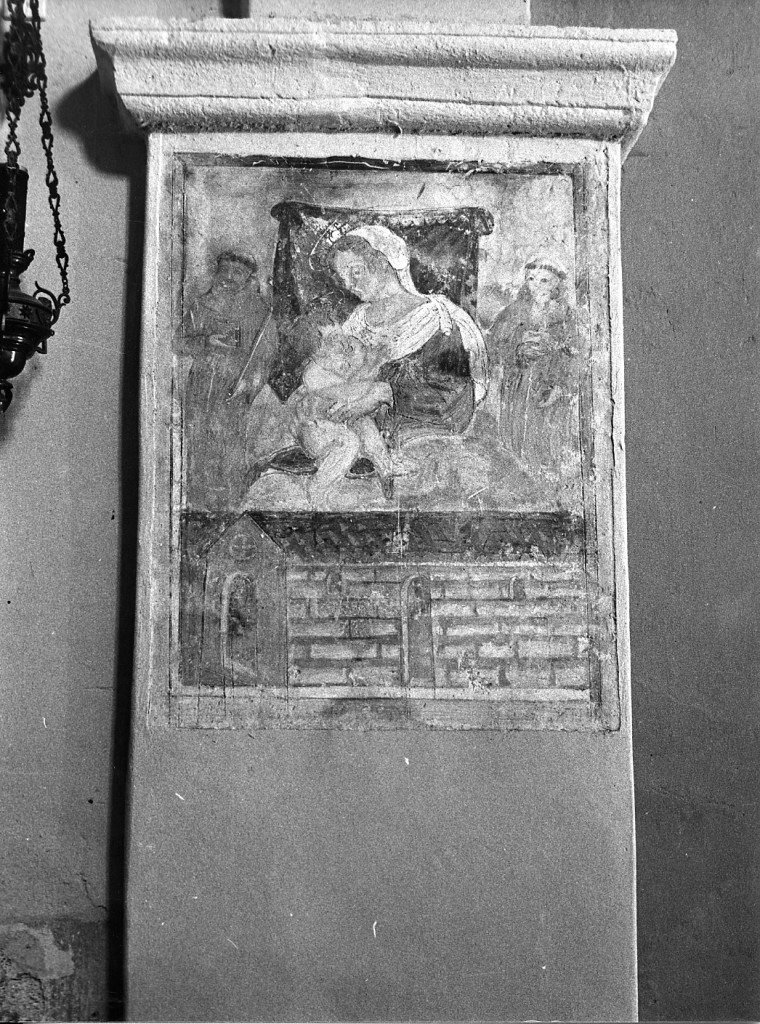 Madonna delle Grazie con San Francesco d'Assisi e Sant'Antonio da Padova (dipinto) - ambito Italia centrale (sec. XVI)