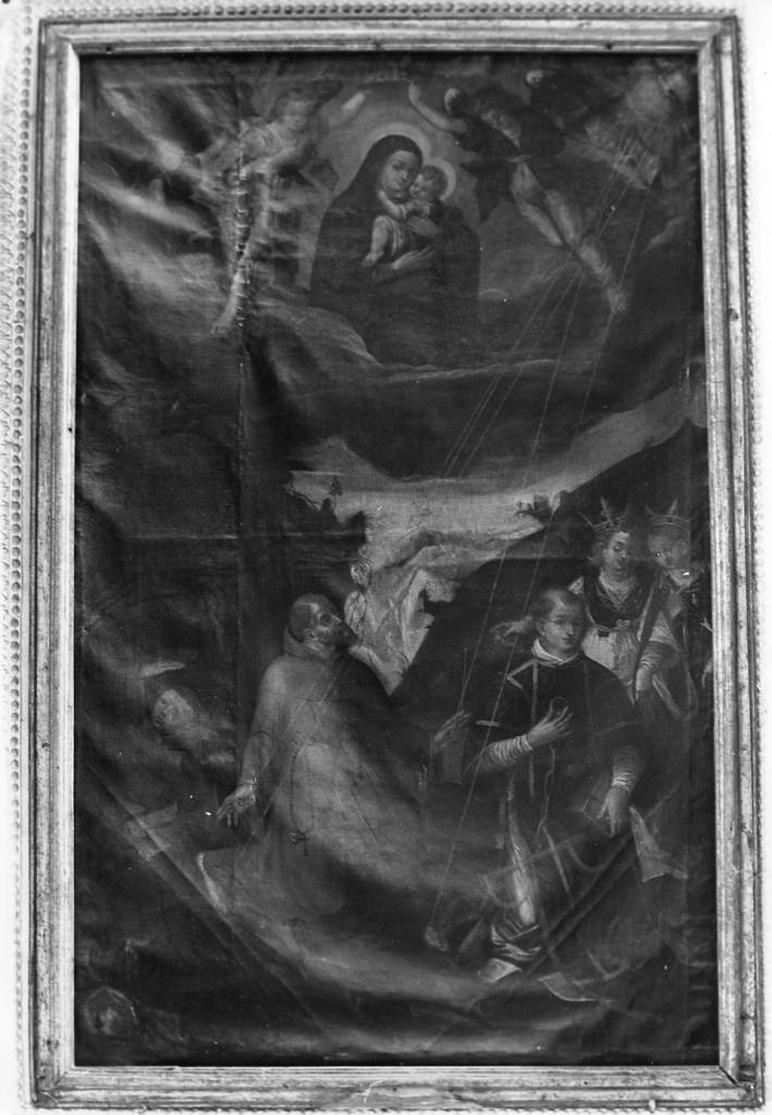Madonna con Bambino, San Francesco d'Assisi, San Vincenzo e sante (dipinto) - ambito abruzzese (sec. XIX)