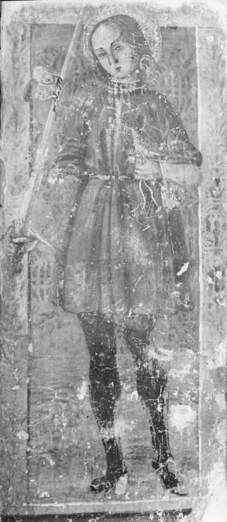 San Giuliano l'Ospitaliere (dipinto, frammento) - ambito Italia centrale (fine/inizio secc. XIV/ XV)