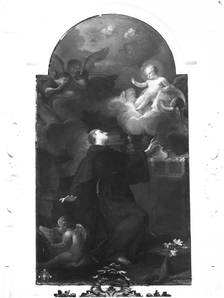 Apparizione di Gesu' Bambino a Sant'Antonio da Padova (dipinto) di Porretta Eugenio (sec. XVIII)