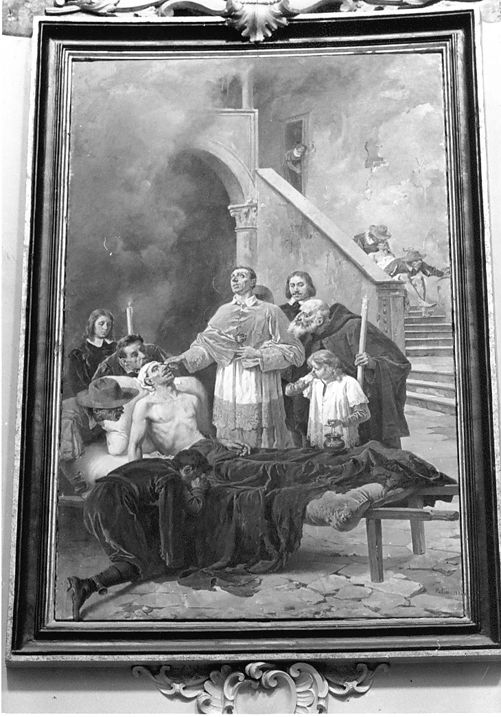 San Carlo Borrromeo comunica gli appestati (dipinto) di Patini Teofilo - bottega Italia centrale (sec. XX)