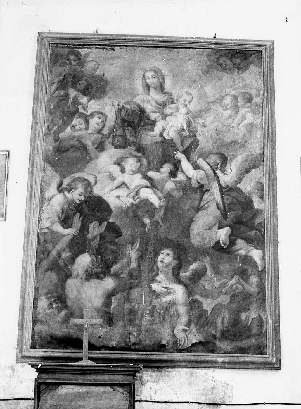 MADONNA CHE INTERCEDE PER LE ANIME DEL PURGATORIO (dipinto) - bottega Italia centrale (seconda metà sec. XVII)