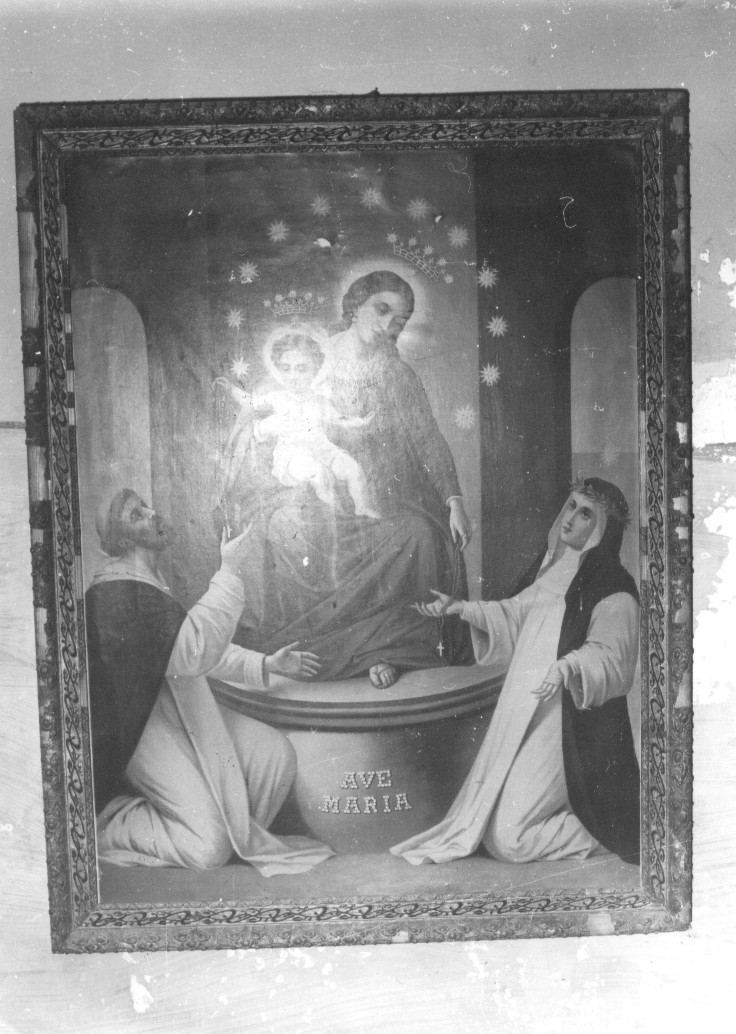 MADONNA DI POMPEI, MADONNA DEL ROSARIO CON SAN DOMENICO E SANTA CATERINA DA SIENA (dipinto) - bottega Italia centrale (primo quarto sec. XX)