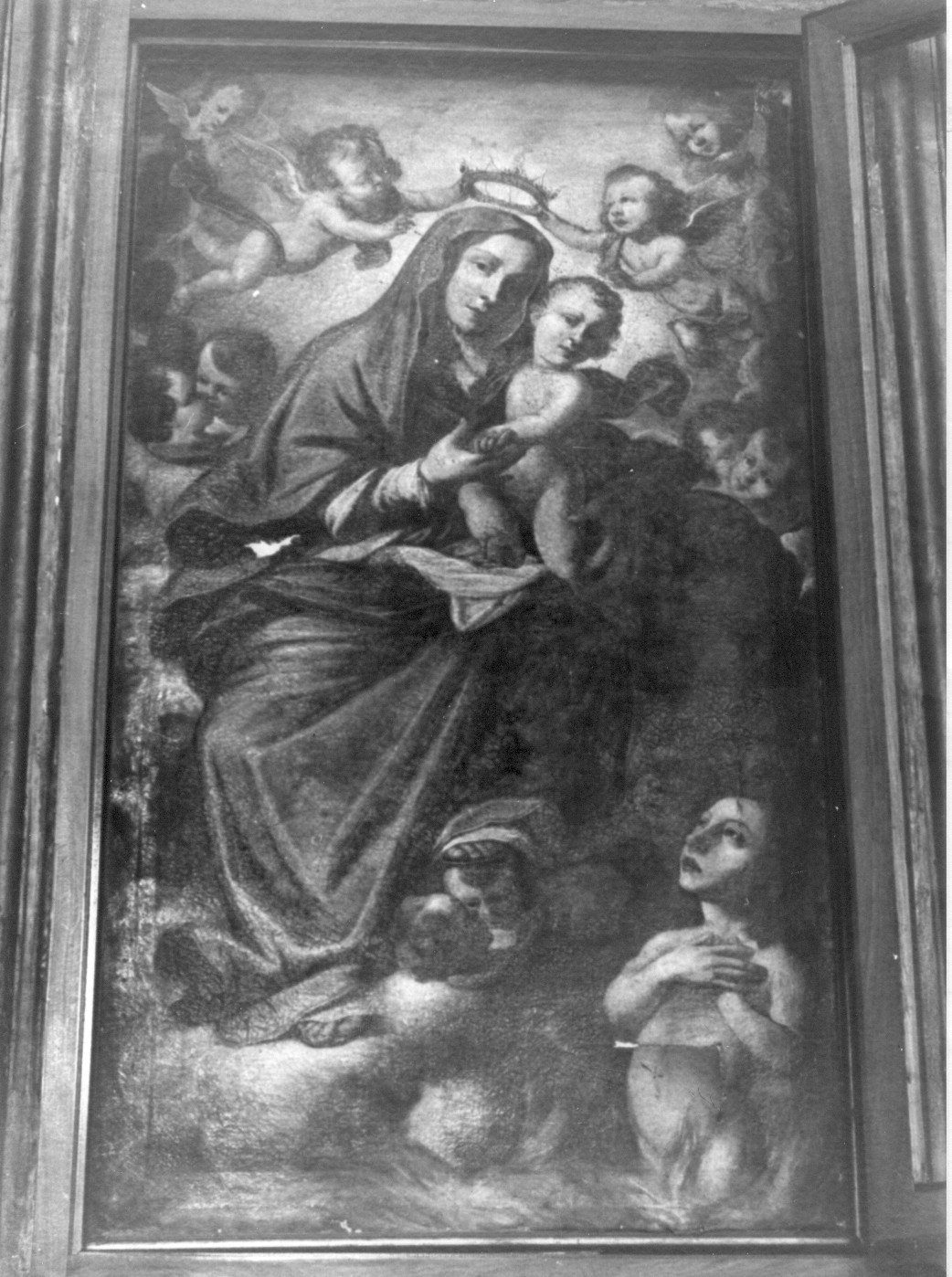 Madonna con personaggi che implorano il suo aiuto (dipinto, opera isolata) - ambito Italia centrale (sec. XIX)