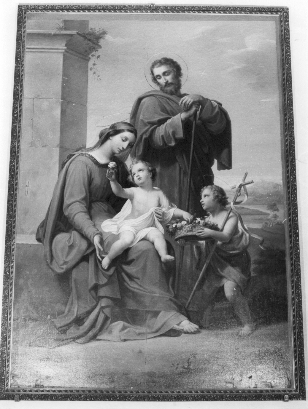 SACRA FAMIGLIA CON SAN GIOVANNINO (dipinto, opera isolata) - bottega Italia centrale (sec. XIX)