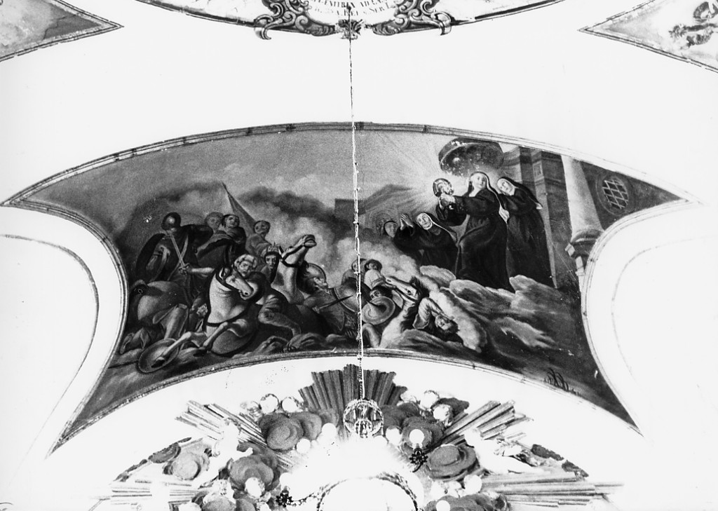 S. Chiara caccia i Saraceni (dipinto) - ambito Italia centrale (sec. XVIII)