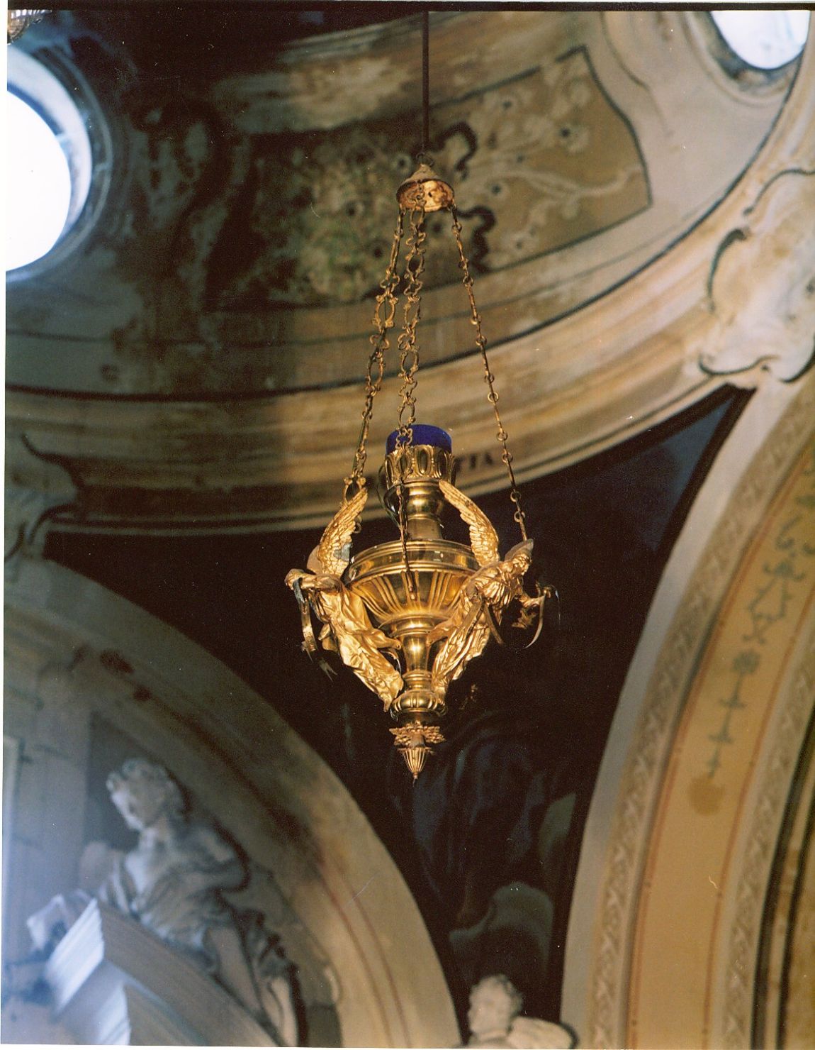lampada pensile a vaso, coppia - manifattura Italia centro-settentrionale (prima metà sec. XX)