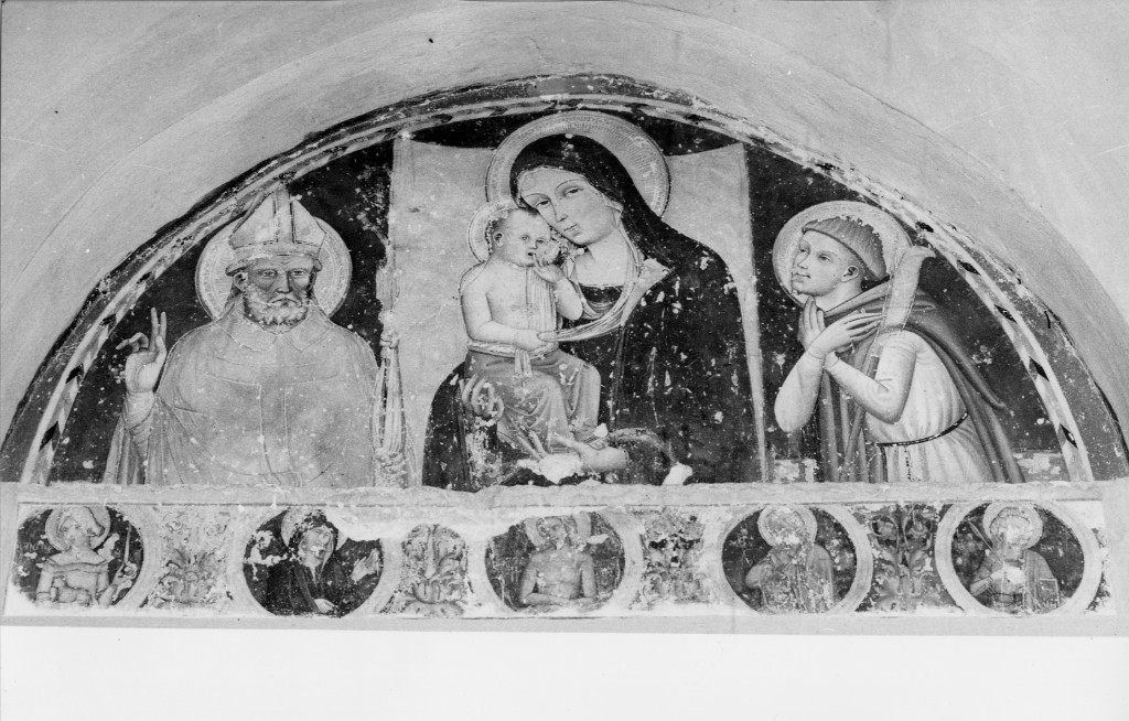 MADONNA CON BAMBINO E SANTI (dipinto) - ambito abruzzese (sec. XV)