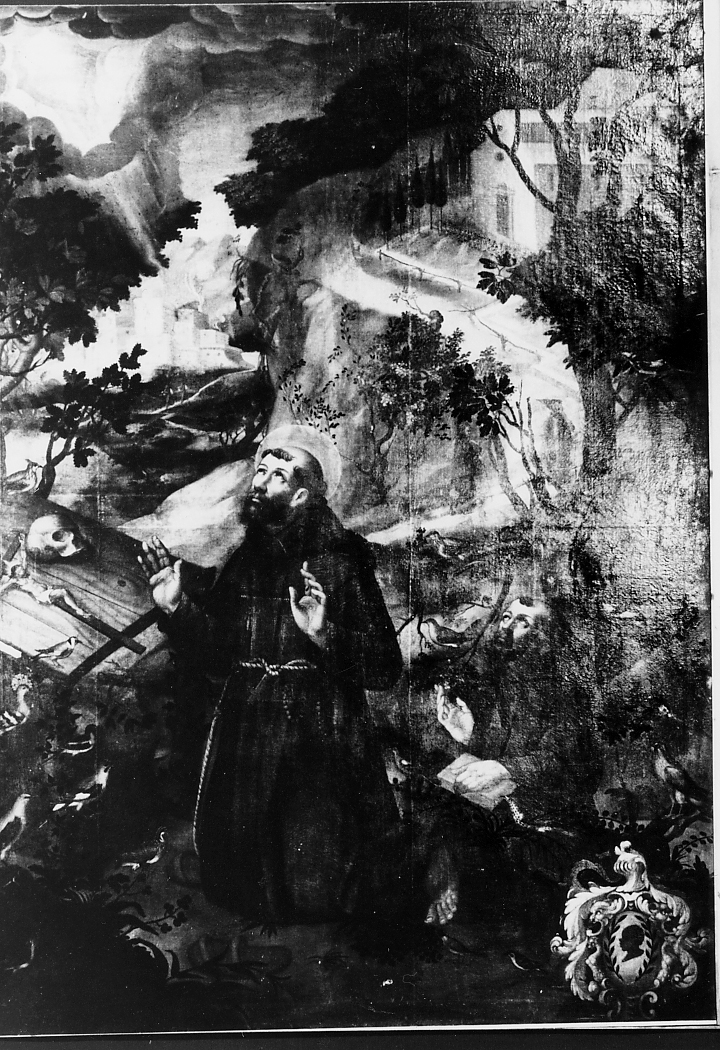 SAN FRANCESCO D'ASSISI PREDICA AGLI UCCELLI (dipinto, opera isolata) - ambito fiammingo (sec. XVI)