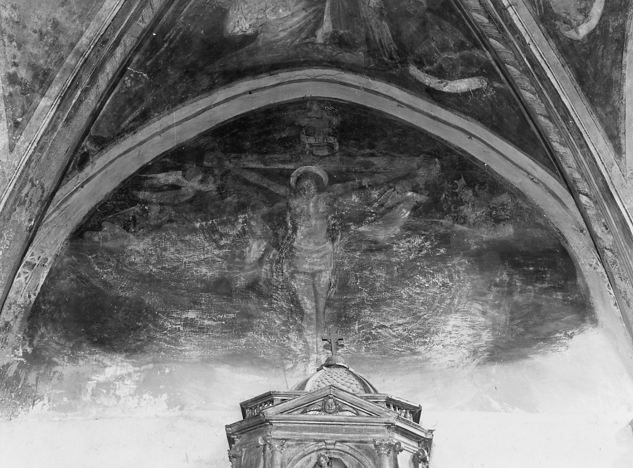 Crocifissione con angeli che raccolgono il sangue di Cristo (dipinto) - ambito umbro (prima metà sec. XV)