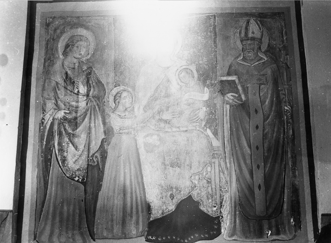 SANTA CATERINA DA SIENA RICEVE GESU' BAMBINO DALLA MADONNA (dipinto) - ambito Italia centrale (sec. XV)