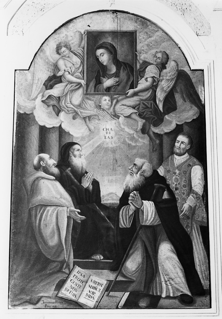 Imago Mariae, angeli e santi (dipinto) di Pettinelli Tommaso (attribuito) (sec. XIX)