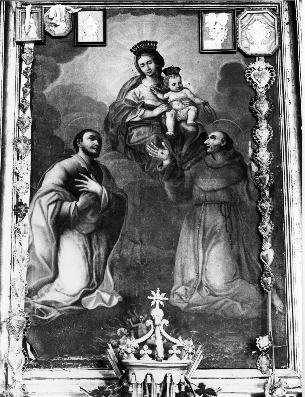 Madonna del suffragio tra S. Francesco e Santo (dipinto, opera isolata) - ambito Italia centrale (sec. XIX)