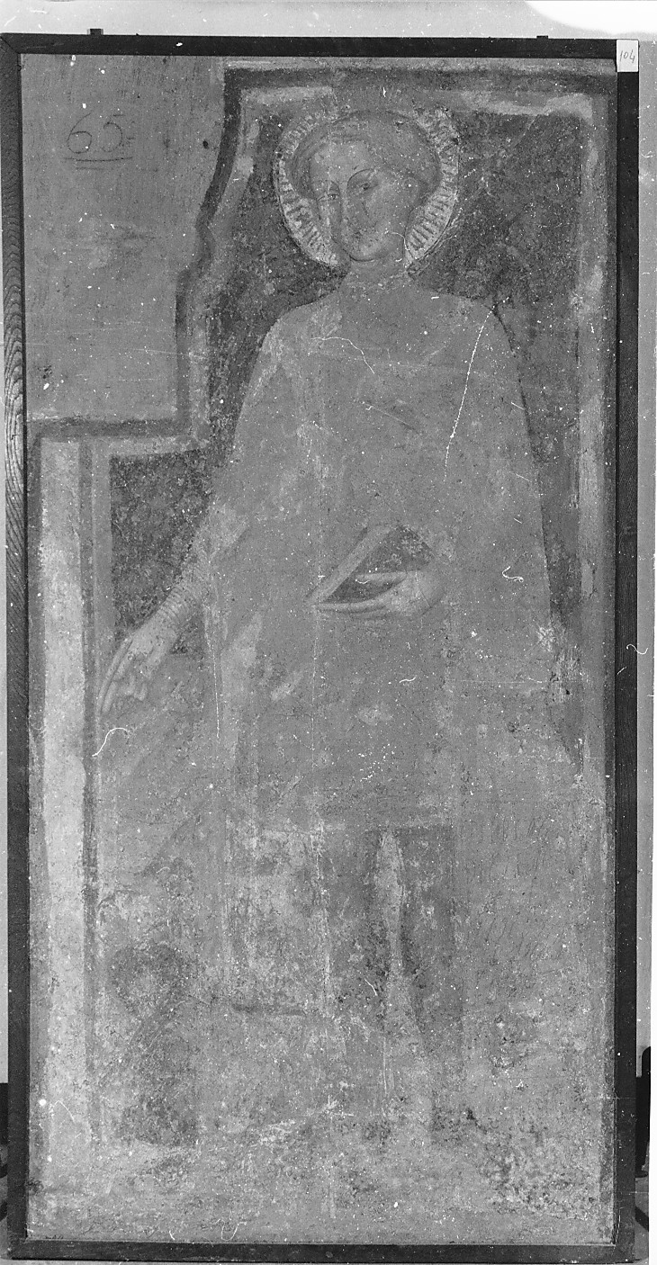 San Pellegrino che benedice il committente, Santo (dipinto) - ambito abruzzese (prima metà sec. XV)