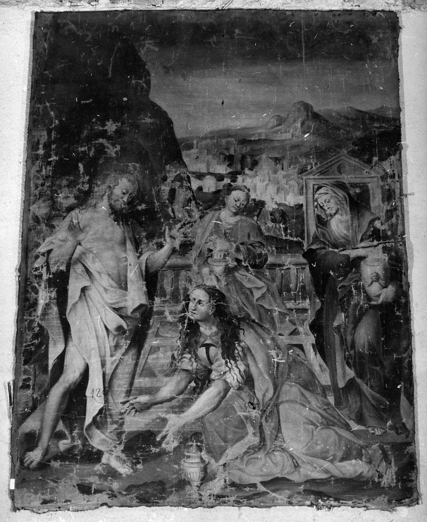 noli me tangere, apparizione di Cristo risorto a Santa Maria Maddalena (dipinto) di Cesura Pompeo (cerchia) (sec. XVI)