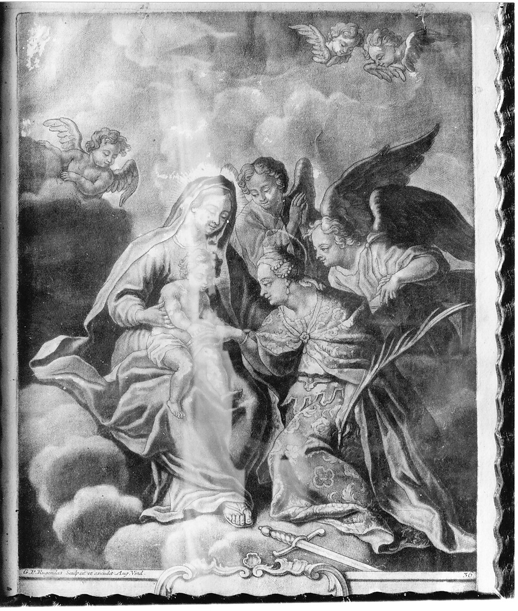 matrimonio mistico di Santa Caterina d'Alessandria (stampa) - ambito Italia centrale (sec. XVIII)