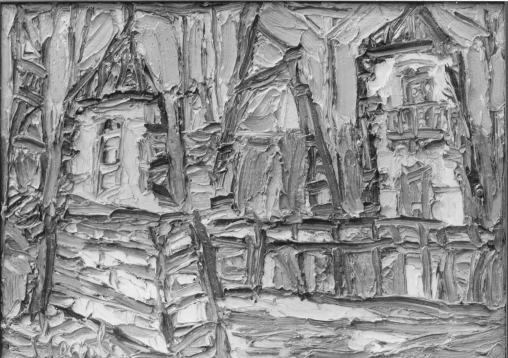 Case del quartiere del porto (dipinto) di Caroli Carlo (sec. XX)