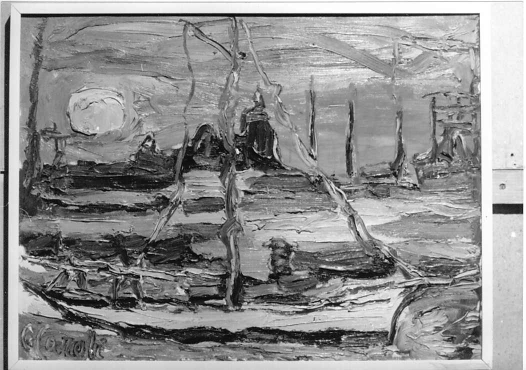 La luna e la barca (dipinto) di Caroli Carlo (sec. XX)