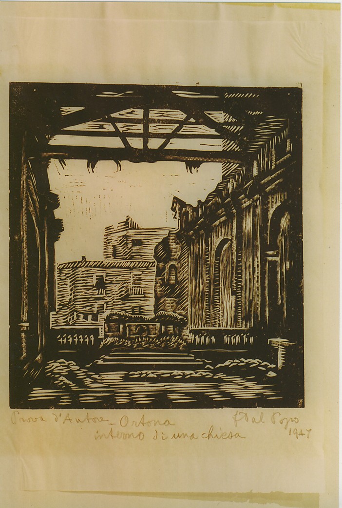 Ortona, interno di una chiesa (stampa) di Dal Pozzo (sec. XX)