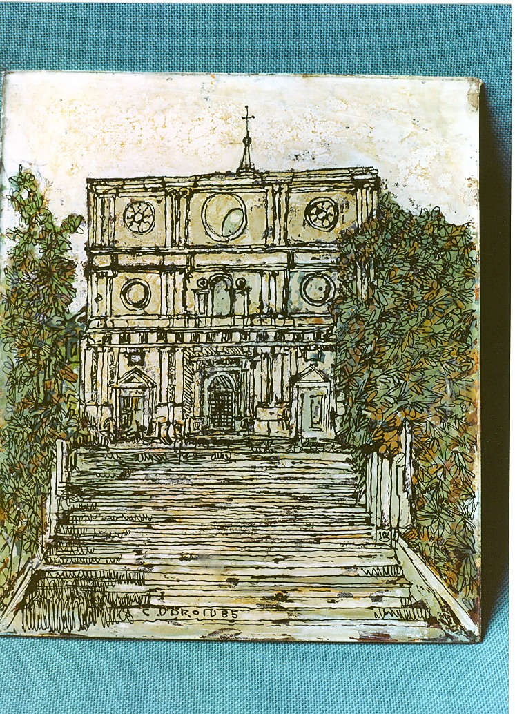 Basilica di S. Bernardino (dipinto) di Udroiu Constantin (sec. XX)