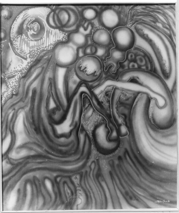Dal cielo "Cavallinità e labirinti" Metamorfosi n. 4 (dipinto) di Iarri Stefano (sec. XX)