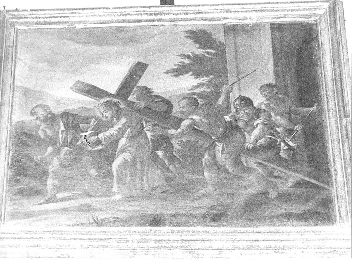 stazione II: Gesù caricato della croce (dipinto, serie) - ambito romano (seconda metà sec. XVI)