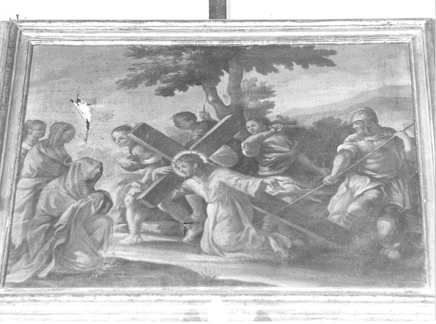 stazione IV: Gesù incontra la Madonna (dipinto, serie) - ambito romano (seconda metà sec. XVI)