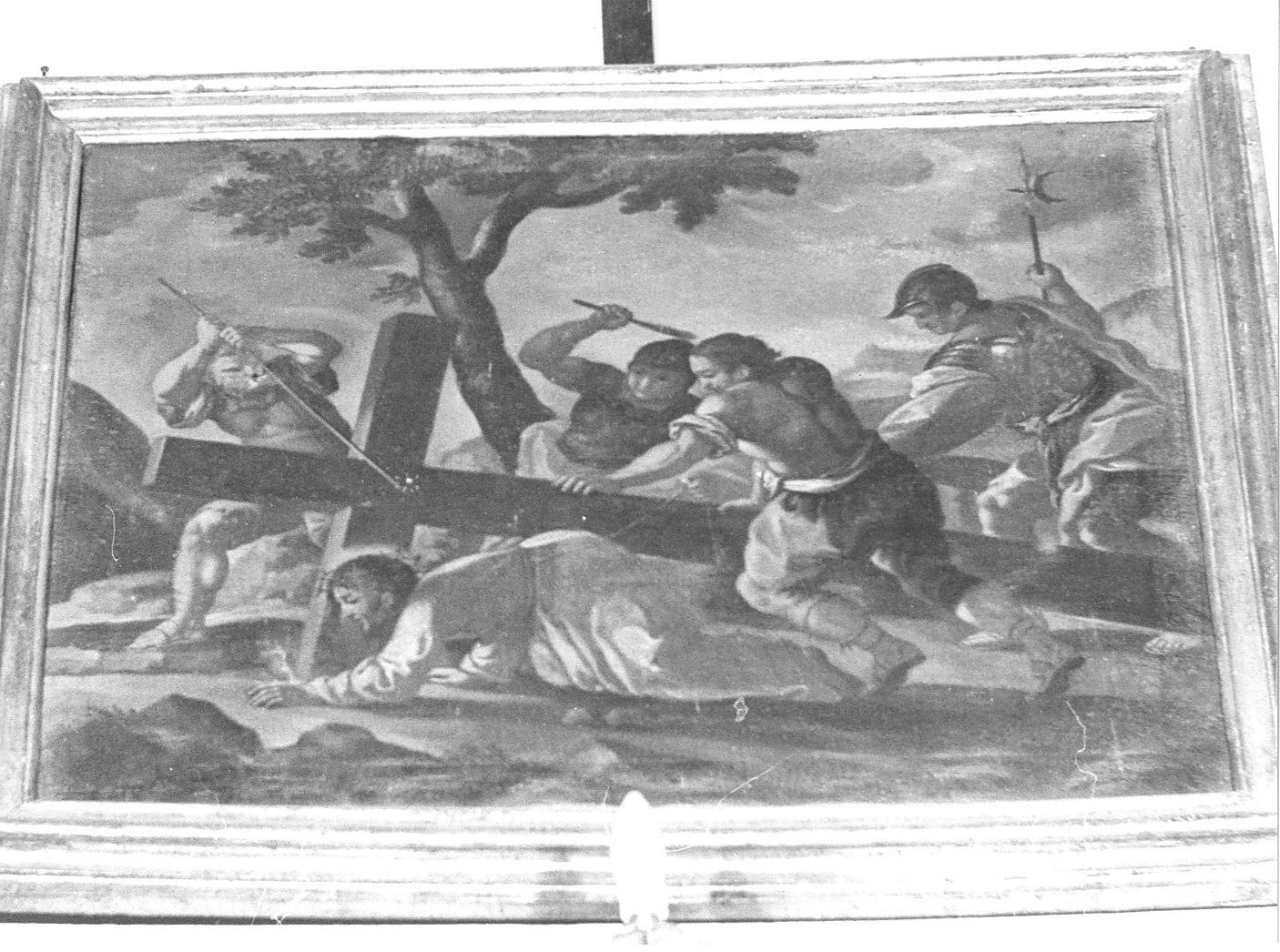 stazione VII: Gesù cade sotto la croce la seconda volta (dipinto, serie) - ambito romano (seconda metà sec. XVI)