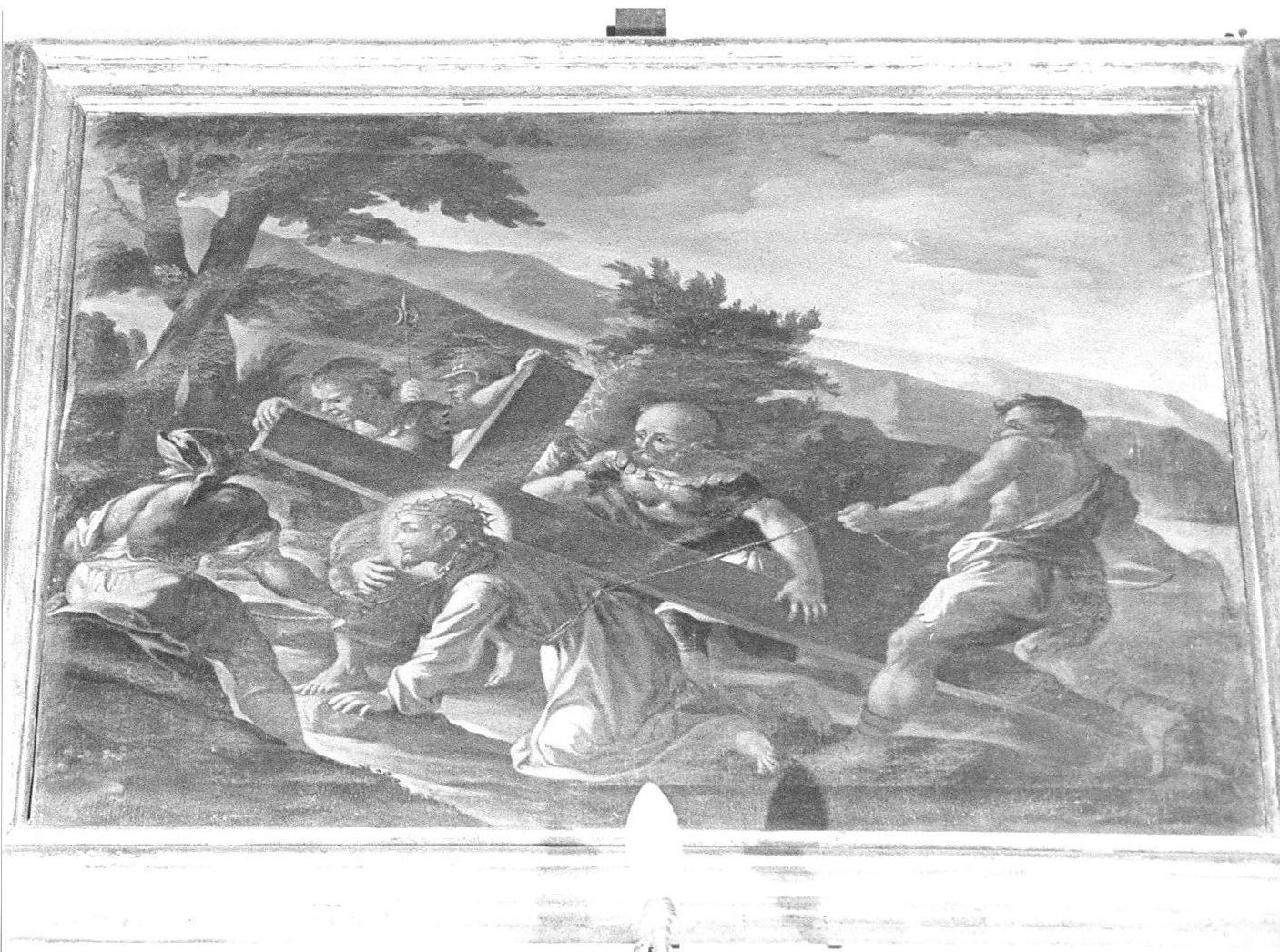 stazione IX: Gesù cade sotto la croce la terza volta (dipinto, serie) - ambito romano (seconda metà sec. XVI)