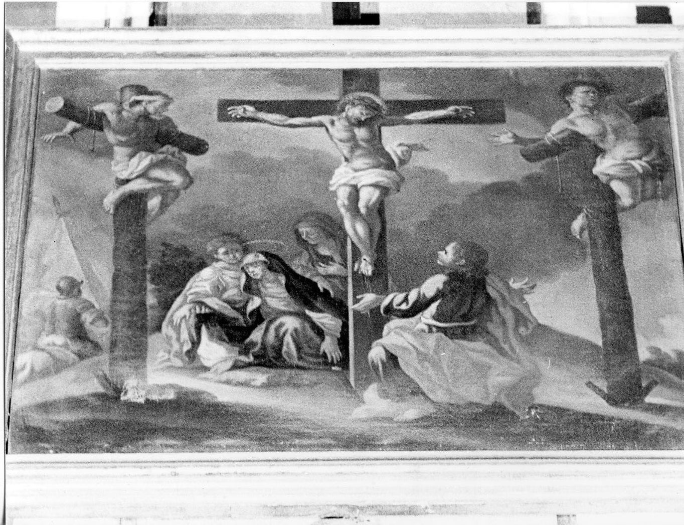 stazione XII: Gesù innalzato e morto in croce (dipinto, serie) - ambito abruzzese (seconda metà sec. XVI)