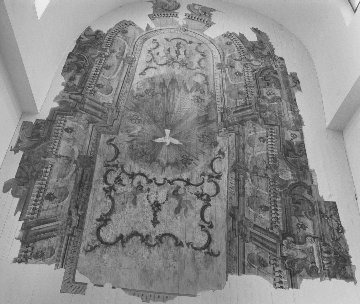 Colomba dello Spirito Santo e architettura illusionistica (soffitto dipinto) - ambito lucano (ultimo quarto sec. XVIII)