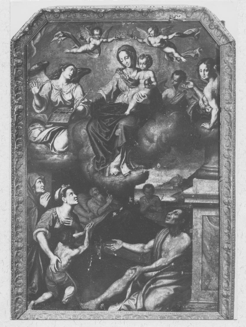 Madonna dei Mali, Madonna con bambino e infermi (dipinto) di Di Gregorio Giovanni (attribuito) (sec. XVII)