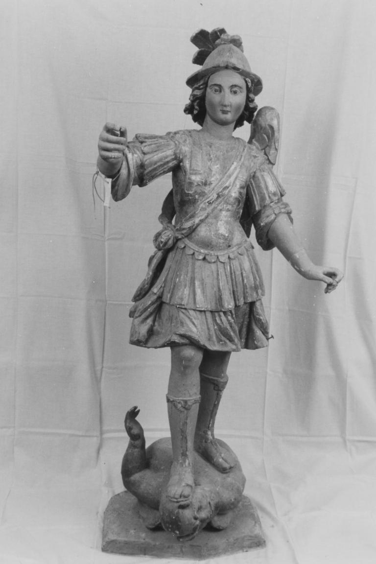 San Michele Arcangelo combatte Satana (statua) - bottega napoletana (metà sec. XVIII)