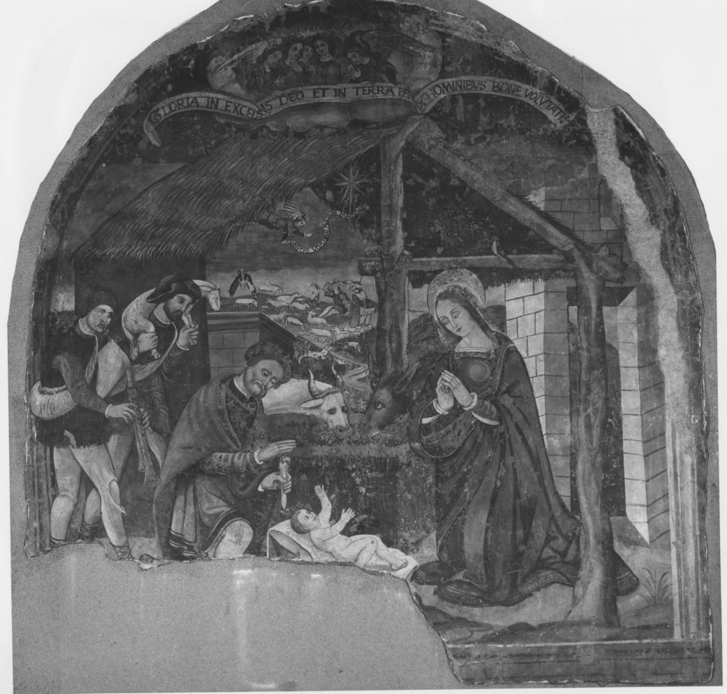 natività di Gesù e annuncio ai pastori (dipinto, ciclo) di Todisco Giovanni (attribuito) (sec. XVI)