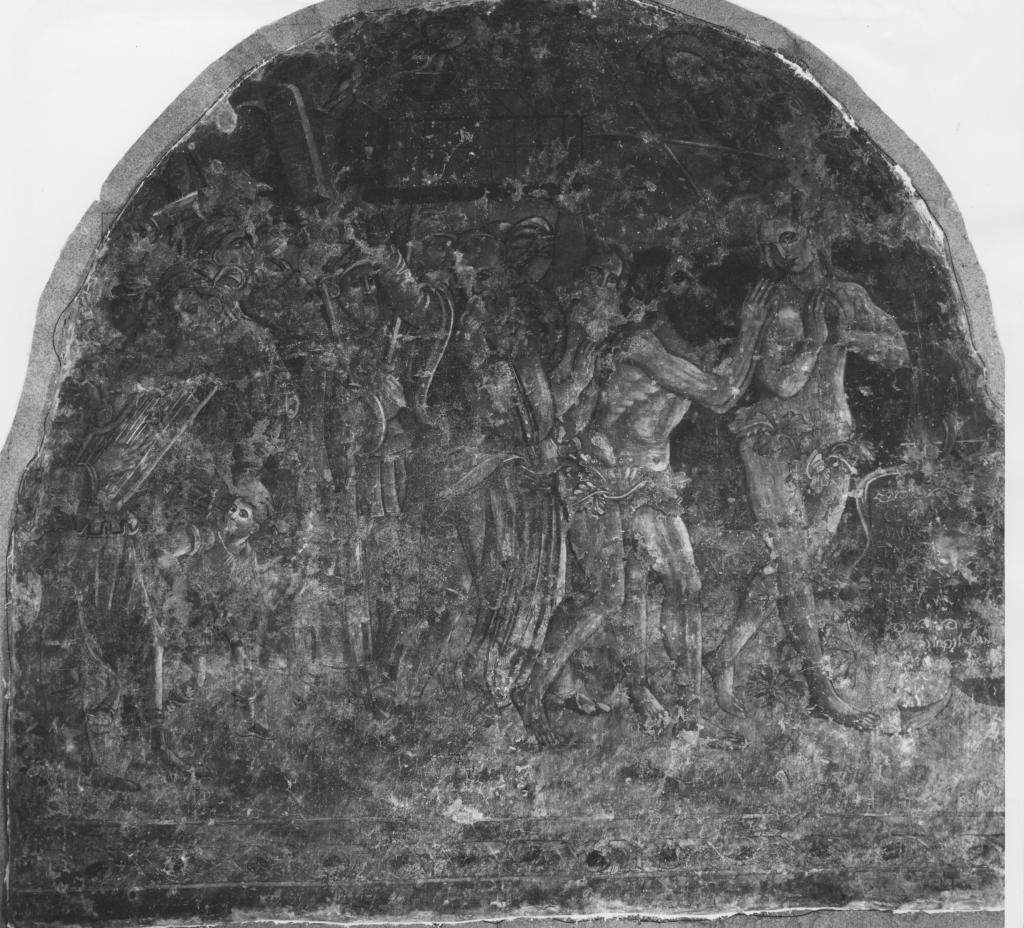 cacciata di Adamo ed Eva dal paradiso terrestre (dipinto, ciclo) di Todisco Giovanni (attribuito) (sec. XVI)